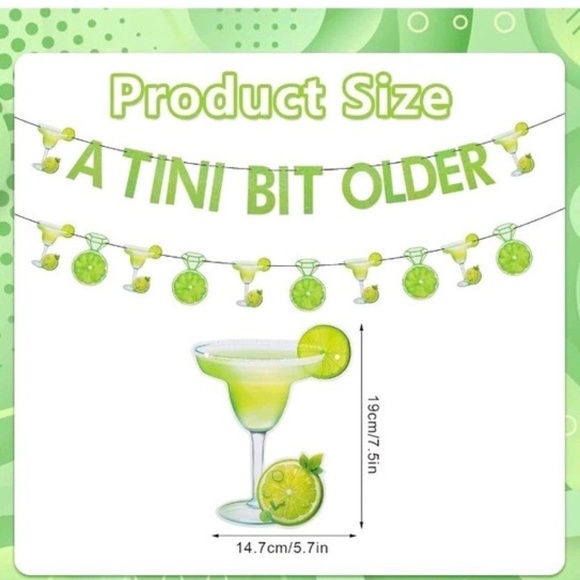 New Tini Bit Older Lime Martini Birthday Party Green Banner Confetti Margarita - Picture 8 of 12